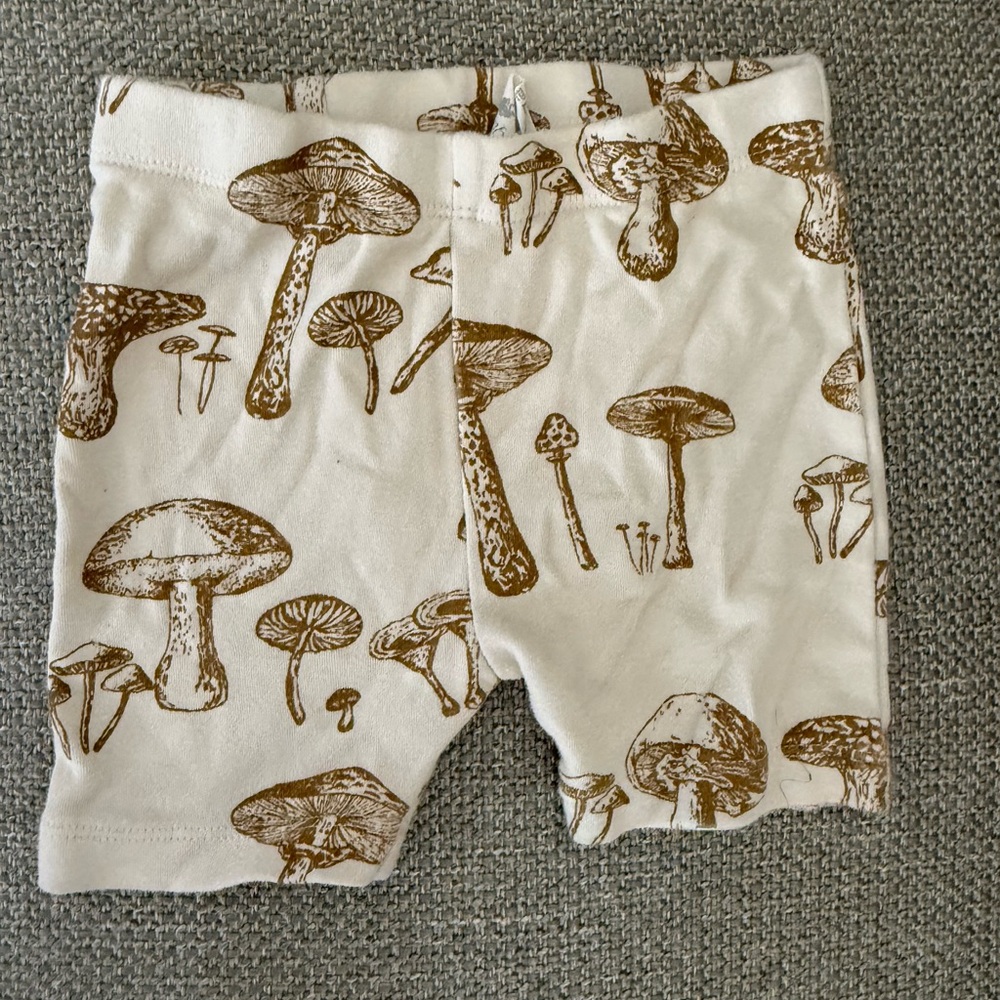 kate quinn Cream and Brown Mushroom Print Kids Shorts